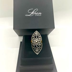 Loren Jewels Diamonds 14K gold and Silver ring sz 7